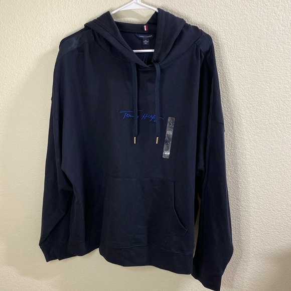 NWT Tommy Hilfiger Signature Hoodie Black XXL Ribbon‎ Details - Picture 1 of 5